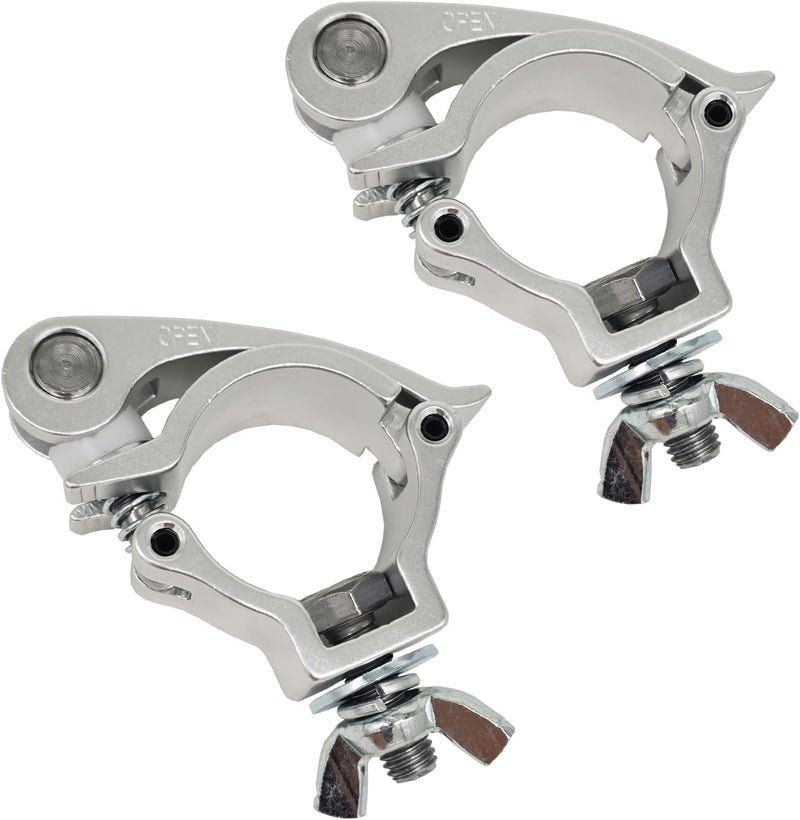 Douzime 2 Pcs 1.49-1.57 inch Lighting Truss Clamp Stage Light Clamps Heavy Duty 220 Lbs for DJ Lighting Par Lights Spot Lights Silver - Image 1
